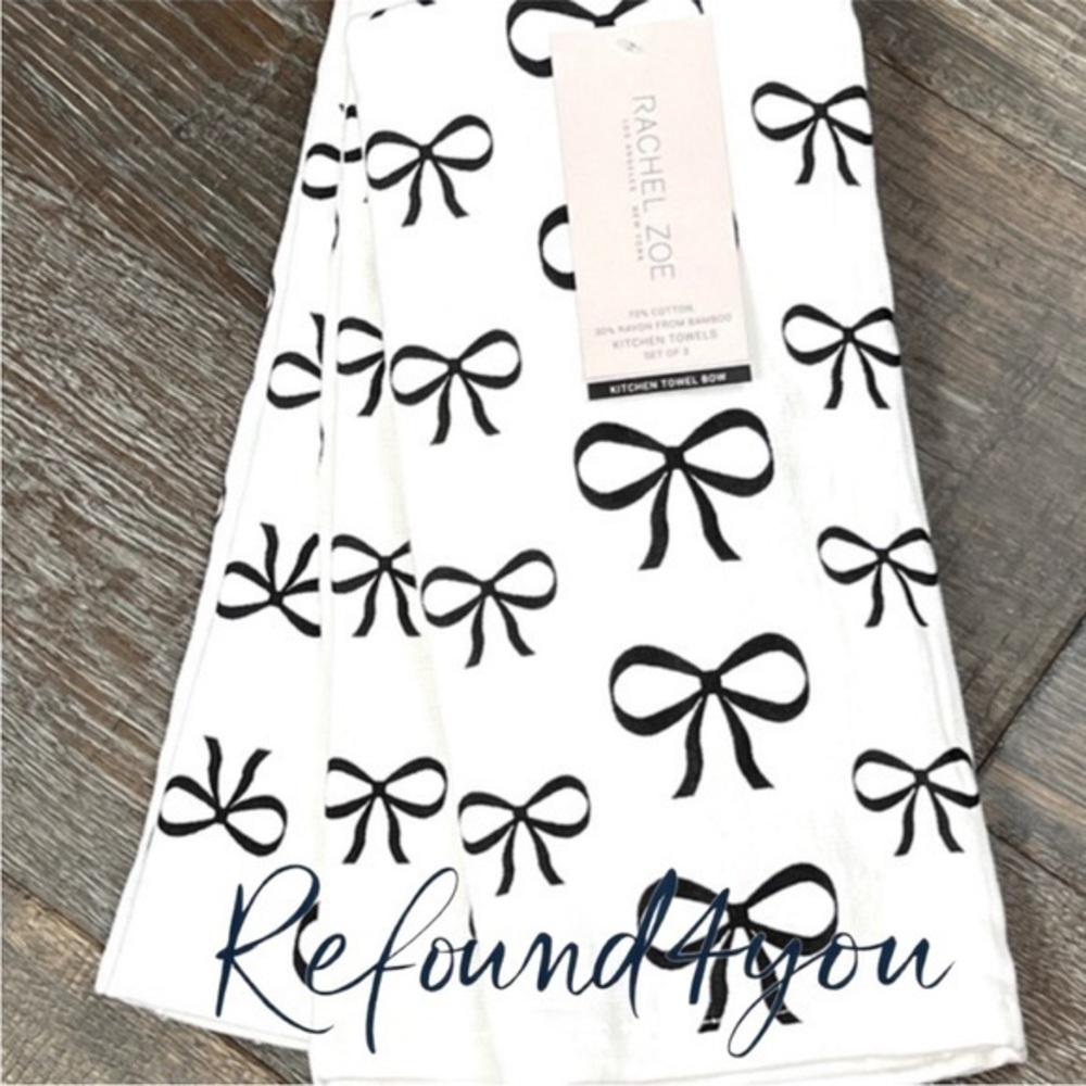 Rachel Zoe - ‘Bows’ Dish Towels (4). NWT. Firm!